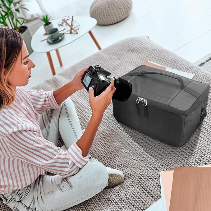 Koolertron Dslr Camera Insert Bag Purse Universal Liner Lens Pouch Partition Protective Cover Waterproof Sleeve for Cannon/Nikon/Sony (Black)