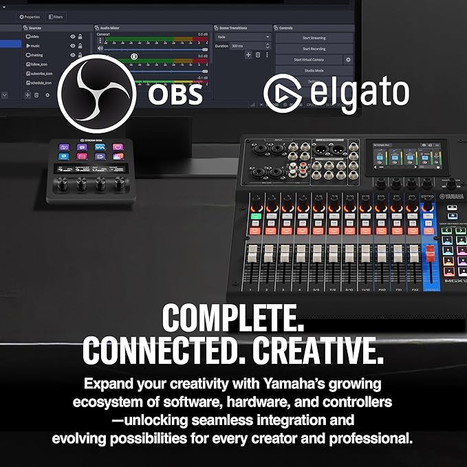 Yamaha MGX12V 18ch Digital Mixing Console, Dual USB-C Audio/Video Interface, Includes Cubase Al, WaveLab Cast LE, Basic FX Suite and Steinberg Plus Software Bundle, White MGX12V W