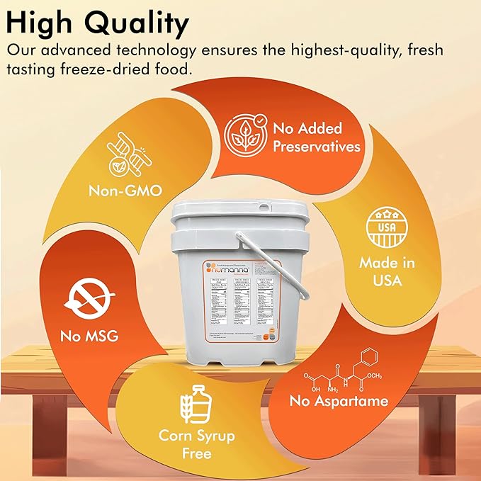 Numanna Dozen Emergency Freeze-Dried 12 Vegetables Buckets 1200 Servings Contains Peas, Green Beans & Broccoli | Non-GMO, No Preservatives, No MSG Camping & Emergency Survival Food 25 Years Shelf Life