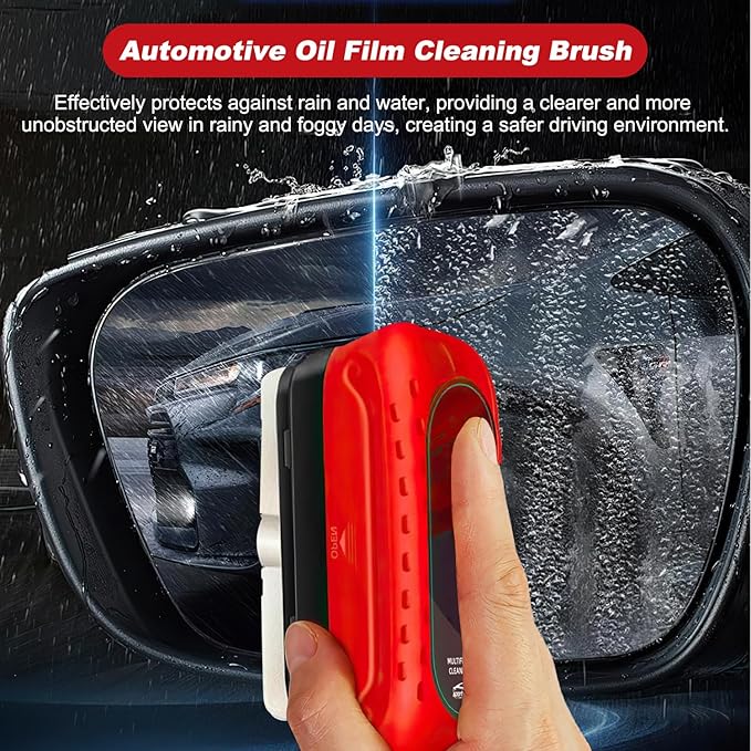Automotive Oil Film Cleaning Brush New Glass Coating for Windshield Glass Oil Film Remover,Clear Vision Glass Cleaner with Refill for Windshield Improves Clarity and Visibility(1PCS)