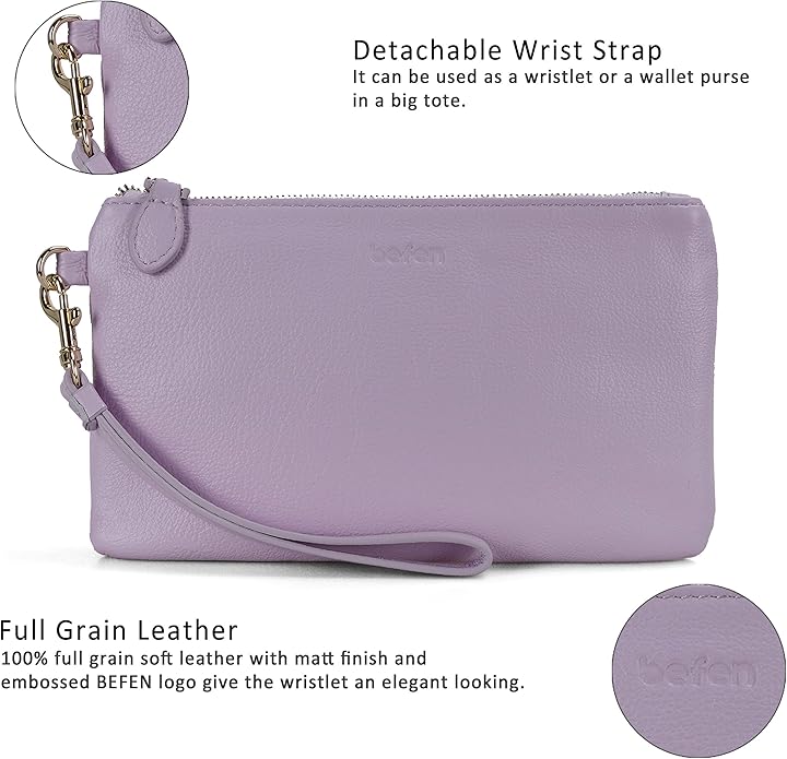 befen Genuine Leather Wristlet Clutch RFID Blocking Bag Cell Phone Wallet Purse Wristlet Wallet Purses and Handbags for Women