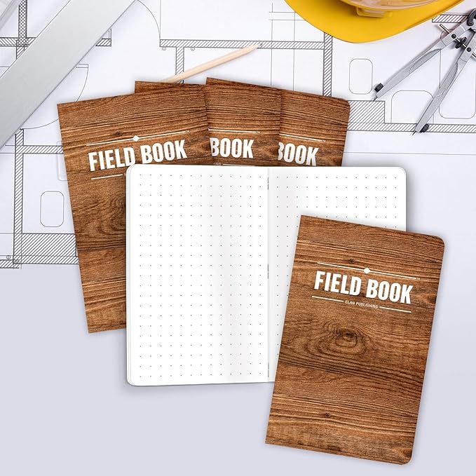 Elan Publishing Company Field Notebook/Pocket Journal - 3.5"x5.5" - Wood Pattern - Dot Graph Memo Book - Pack of 5