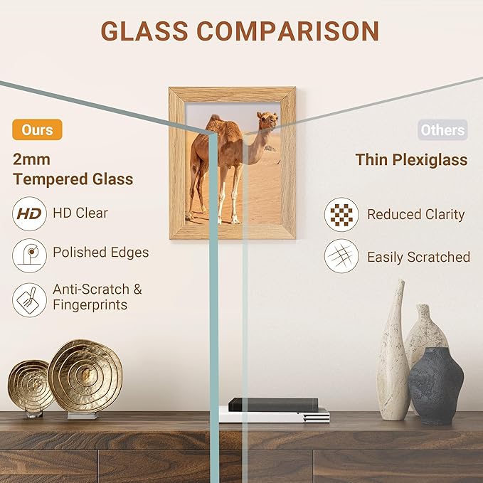 Vivelove 4x5 Picture Frame, High-End Natural Oak 4 x 5 Wooden Frame with Tempered Glass, 4x5 Wood Photo Frame for Wall or Tabletop, Wall Hook Included for Art Photo and Prints, Natural