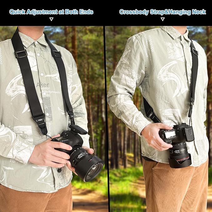 FIEIL Camera Strap with Quick Release Plate, Adjustable Camera Neck Strap, Comfort Camera Sling Strap, Quick Release buckles for/DSLR/SLR/Mirrorless Digital Cameras.
