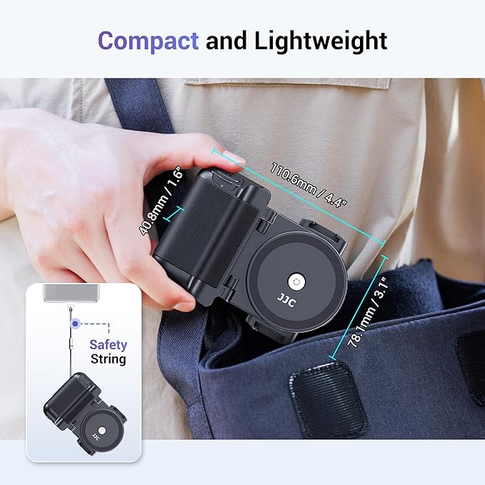 Phone Camera Grip Smartphone Photography Shooting Clip with Tripod Mount & Detachable Wireless Shutter Remote Control, Cellphone Selfie Grip Handle Stand for iPhone & Other Phone Vlog Video Black