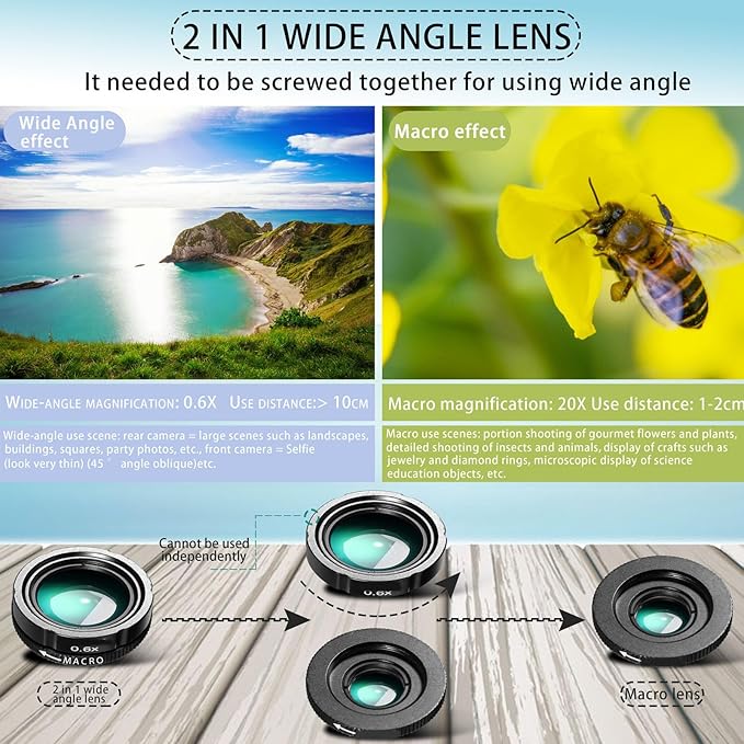 28x Telephoto Smartphone Lens, 3in 1 Lens (Telephoto Lens, Macro & Wide Angle Fisheye Lens) Phone Photography Kit Flexible Phone Tripod, for Smartphones