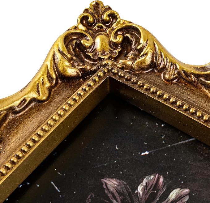 Gold 11x14 Picture Frame Vintage with Mat for 8x10 or 11 x 14 Photos, Real Glass, Ornate Baroque Gothic Victorian Antique Frames for Wall Display