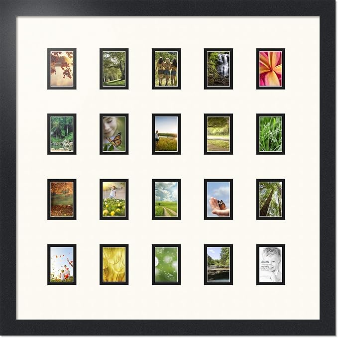 Art to Frames Double-Multimat-398-824/89-FRBW26079 Collage Photo Frame Double Mat with 20 - 2x3 Openings and Satin Black Frame