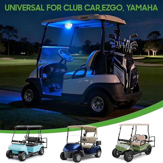 10L0L Universal Golf Cart Dome Light for EZGO Club Car Yamaha UTV, Wireless Lighting USB Rechargeable L E D Touch Car Dome Light Can Stick Anywhere, Great Golf Gifts (White) (1, RGB White)