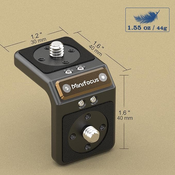 1 Pcs Mini L-Shaped Mount Plate, Right-Angle Plate Mounting Bracket with ARRI, 90° Angle Video Rig Adapter for Wireless Video Transmitter, V-Mount Battery, Monitor, Max.Load 3.0kg