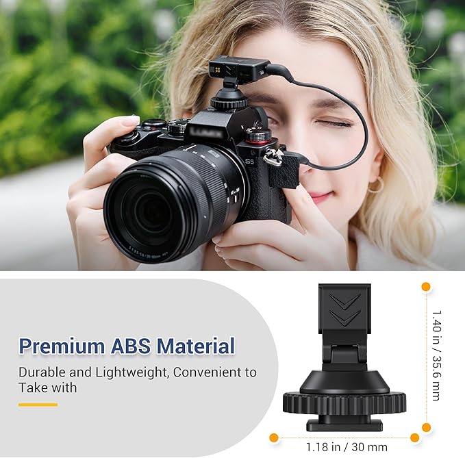 JJC Cold Shoe Mount Adapter for DJI Mic Mini with 1/4"-20, Durable ABS Cold Shoe Adapter Angle Adjustable, Hot Shoe Accessories for DSLR Camera Vlogging Video Recording, Not for DJI MIC 1/2