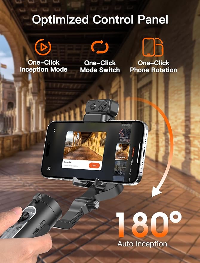 hohem iSteady XE Kit Gimbal Stabilizer for Smartphone, 3-Axis Gimbal for iPhone & Android with Magnetic Adjustable Fill Light, Portable & Foldable Stabilizer for Video Recording, YouTube TikTok Video