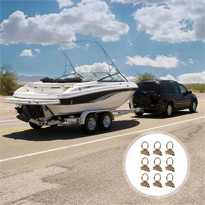 Cargo Steel E-Ring Tie Down Hooks 6PCS Heavy Duty Cargo Hooks - E Track Truck Bed/Trailer Tie Down for E-Track Rail/Single System