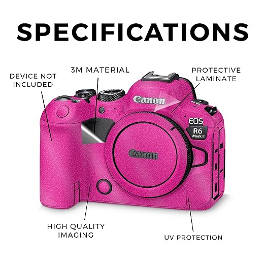 Glossy Glitter Camera Skin Compatible with Canon EOS R6 Mark II Camera (2022) - Solid Hot Pink - Premium 3M Vinyl Protective Wrap Decal Cover - Easy to Apply | Crafted in The USA by MightySkins