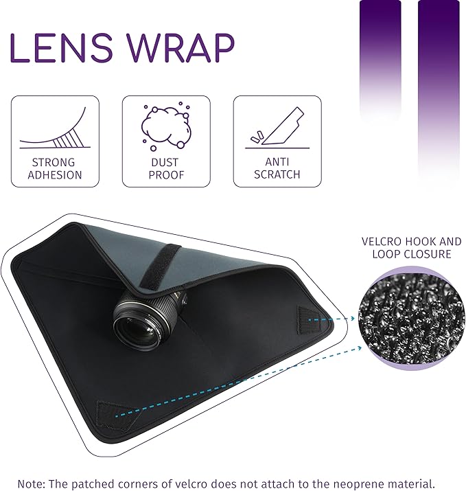 3mm Protective Neoprene Equipment Lens Wrap, Scratch & Dustproof DSLR Wrap, Compatible with Canon, Nikon, Pentax, Sony, Panasonic, & Fujifilm Cameras (21 inch x 21 inch, Gray)