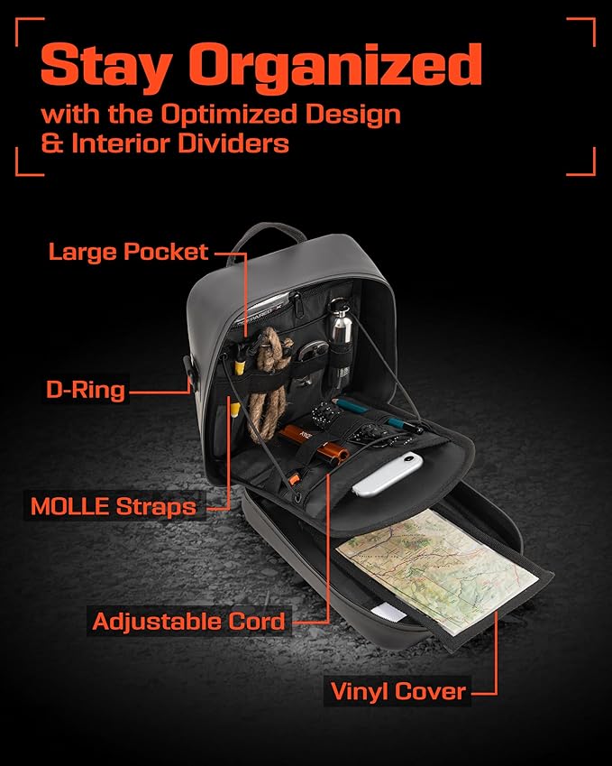 Waterproof Molle Pouch - Attach to Backpacks & Belts - Ideal EDC Pouch Organizer for Medical Gear, Flashlight, Firestarter, Phones and More - Rugged Carrier for Outdoor Travel & Adventure