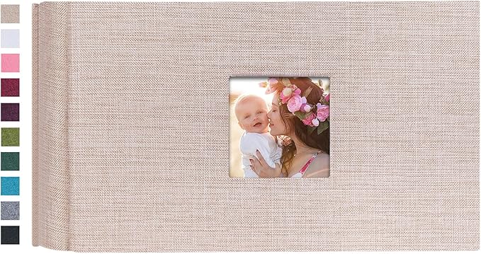Mublalbum Small Photo Album 4x6 100 Photos Linen Cover Picture Book with Horizontal Pockets for Wedding Family Anniversary and Baby (Beige)
