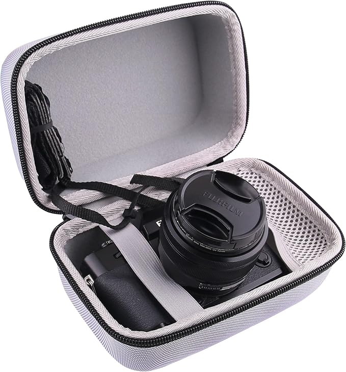 JINMEI Hard EVA Carrying Case Compatible with Compatible with Fujifilm X-T50,X-T5,X-T30 II, X-T30, X-T10, X-T20 Mirrorless Digital Camera storage box(Fits 15-45mm Lenses) (grey)