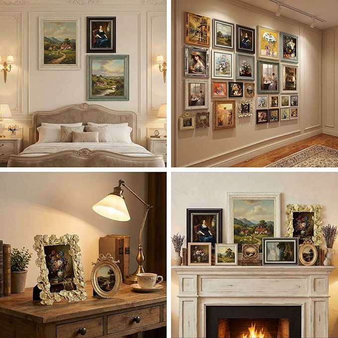 Kathfly 30 Pack Vintage Picture Frames for Wall or Tabletop Display Ornate French Country Frames Vintage Farmhouse Decor Antique Wall Art Set for Gallery Bedroom Living Room Decor (Classic Style)