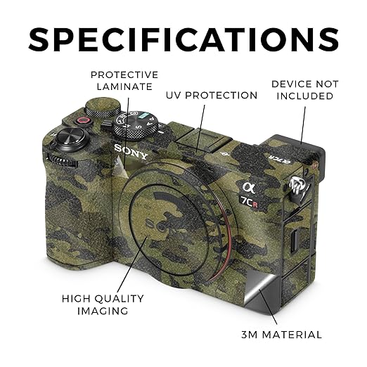 Glossy Glitter Camera Skin Compatible with Sony Alpha 7CR Camera (2023) - Green Camouflage - Premium 3M Vinyl Protective Wrap Decal Cover - Easy to Apply | Crafted in The USA by MightySkins