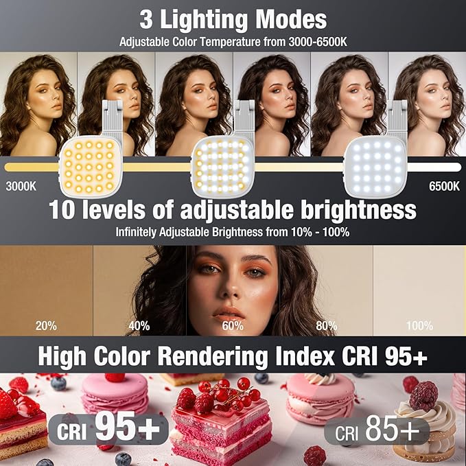 Diyife Magnetic Selfie Light for Phone, [Compatible with MagSafe] CRI95, 3 Modes, 45 LED, 360° Rotatable Phone Light with Foldable Mirror, Portable Selfie Ring Light for Zoom Makeup Video Conference