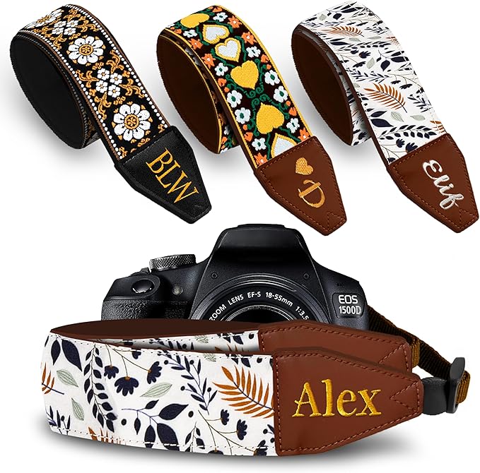 Art Tribute Camera Strap for All DSLR and Mirrorless Cameras. Add Your Name Or Initials Make It a Personalized Gift