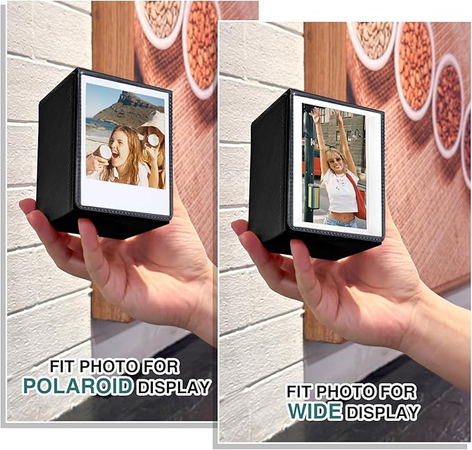 WOGOZAN Picture Holder Case for Polaroid 600/I-Type/NOW/OneStep/Fujifilm Instax Wide/Wide EVO/Wide 400/300/210 Instant Camera Films Vertical Photo Protection Case Can Hold 50+ Films (Only One) - Black