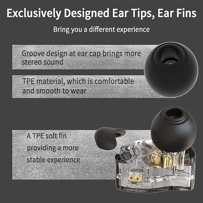 YINYOO CCZ Melody Gaming Earbuds Wired in Ear Hearphones with Microphone IEM HIFI Bass with 1DD 1BA Hybrid, Detachable Cable for Smartphones/PC/Tablet/Gaming/Video/Music/Calling (with mic, dark black)