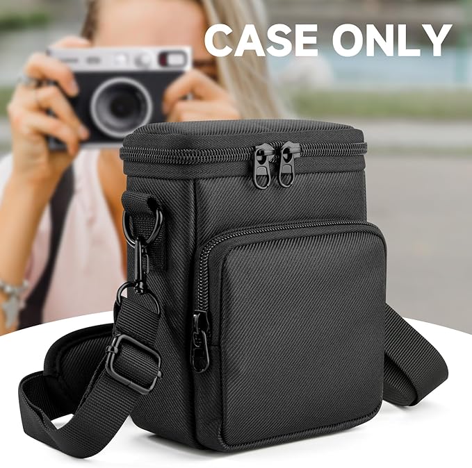 Protective Travel Case Compatible with Fujifilm Instax Mini EVO/LIPLAY/LiPlay+ Hybrid Instant Camera - Portable Storage Bag with Adjustable Strap & Belt Loop, Black (Case Only)‌