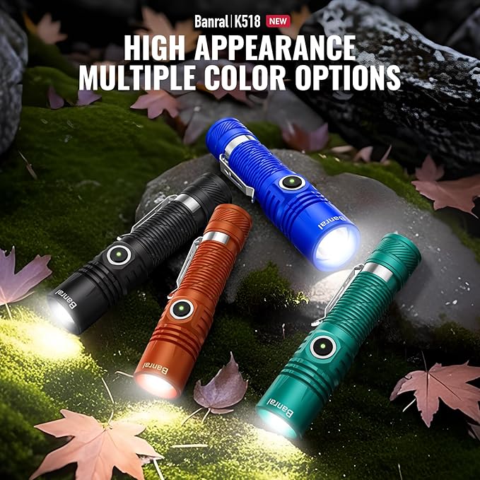 Banral Rechargeable Tactical Flashlights, High Lumens Small Mini USB-C LED Flashlight, Compact EDC Flash Light, 4 Modes&Memory Function, Waterproof Pocket Lights for Home,Camping,Emergency (2, Blue)