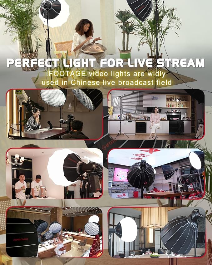 IFOOTAGE LED Video Light SL1 60DN,5600K Daylight Photography Lighting,70W Continuous Output Lighting,Portable Video Lighting for Video Recording,Studio,App Control