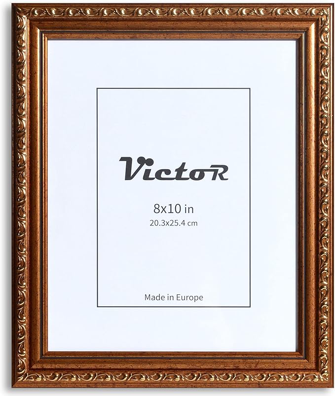 VictoR Picture Frame Chagall 8x10 Brown Gold - Vintage Picture Frames with Shutterproof Acrylic Glass - 8 x 10 Photo Frame - Brown Picture Frames - Antique - only for hanging