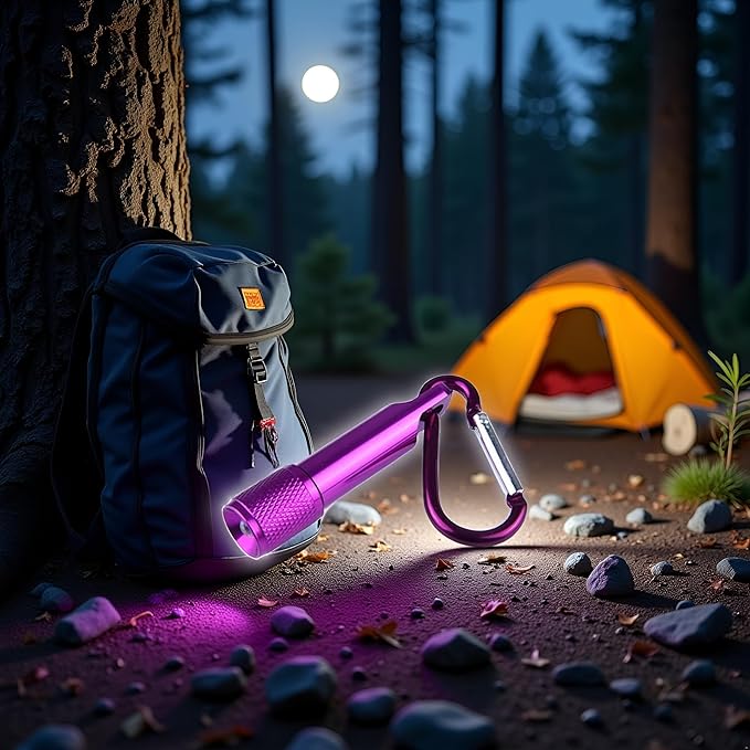 BWESOO Purple Mini Bright Key Ring Portable Pocket Torch,Keychain LED Flashlight, Bike Headlights for EDC, Night Reading, Camping, Power Outage, Emergency Sports and Outdoors