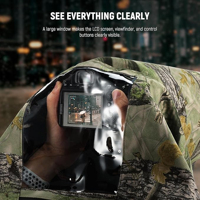 NEEWER PB020 Large Waterproof Rain Cover for Canon Sony Nikon Fujifilm DSLR Camera & Lenses up to 400 mm on Both Sides Camouflage Green Nylon