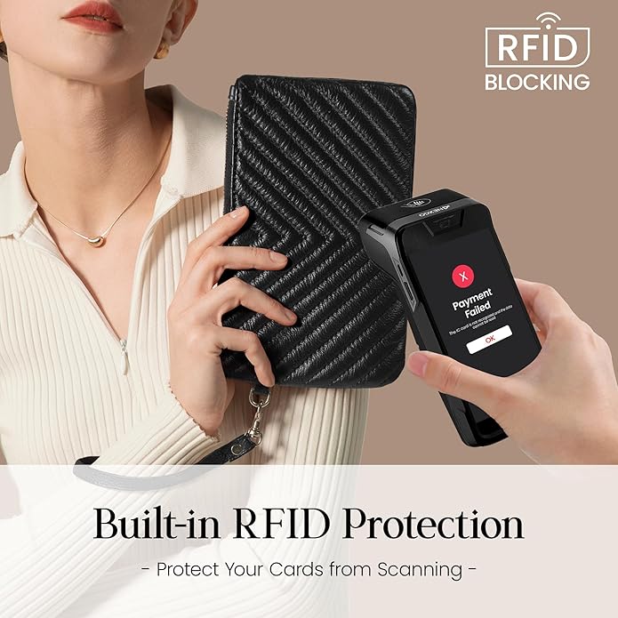 befen Genuine Leather Wristlet Clutch RFID Blocking Bag Cell Phone Wallet Purse Wristlet Wallet Purses and Handbags for Women