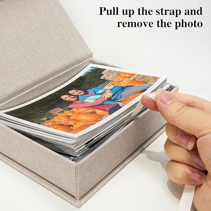 Yopih 5x7 Linen Photo Storage Box - Ideal for Preserving and Organizing Your Precious Photos, Certificates, Scrapbooking Supplies, Keepsakes, and Jewelry Beige