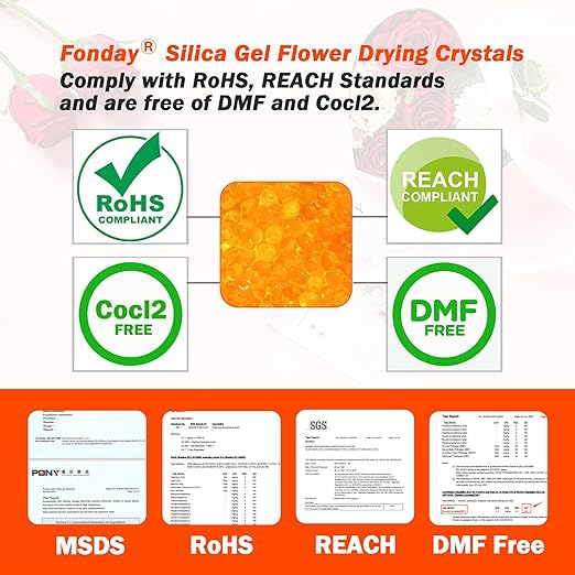 1.2LB Fonday Premium Moisture Indicating Silica Gel Desiccant Orange to Green Rechargeable Industry Standard Bead Size 3 to 5mm