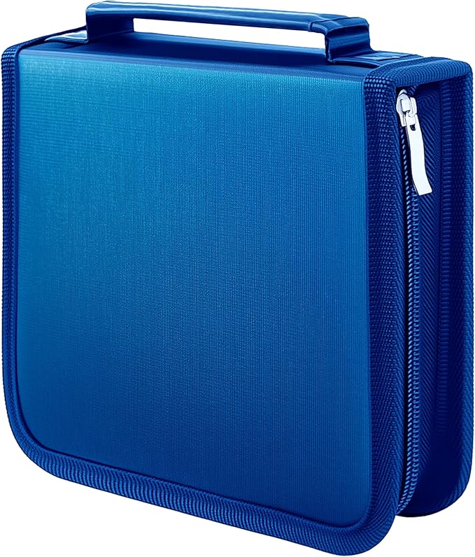 DVD Case CD Storage,40 Capacity CD Cases Holder DVD Storage Case Holders CD DVD Disc Case Storage Wallet Binder for Car Home Office Travel (40 Blue)