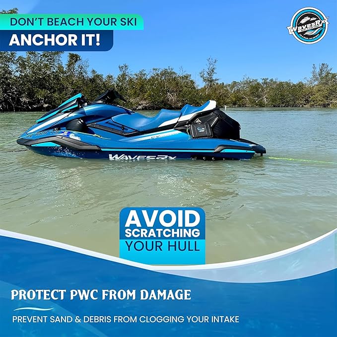 WAVESRX AnchorMate Bungee Line | Boat Bungee Dock Lines for Boats, PWCs & Kayaks | Absorbs Shock from Swells & Wind, Prevents Anchor Dislodging | Perfect for Anchoring, Mooring & Tethering