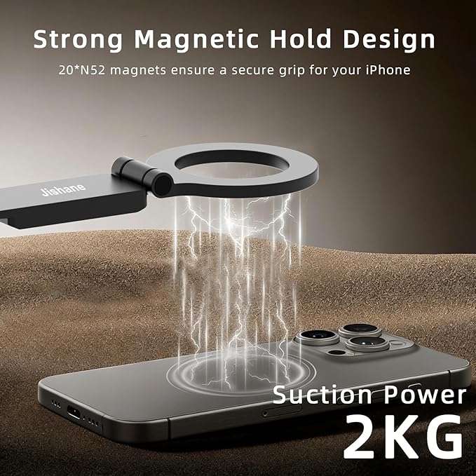 Magnetic Tripod for iPhone -Adjustable Foldable Phone Tripod Stand for Video Recording, Magnet Mount Pocket Cell Phone Stand for iPhone 17/16/15/14/13/12 Plus Max for Gym Tablet Tripod for Travel