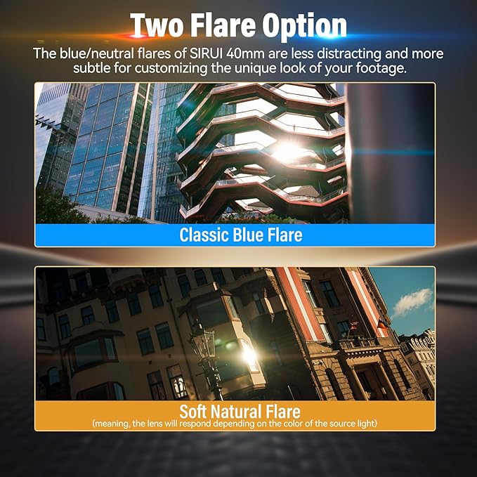 SIRUI 40mm T1.8 1.33X Anamorphic Lens, S35 Autofocus Lens for M4/3 Mount Cameras (MFT Mount, Neutral Flare)