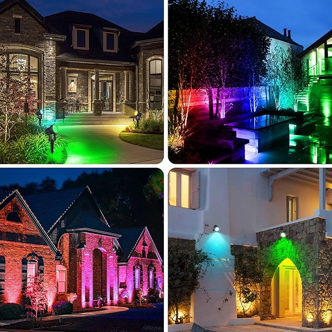 T-SUNUS RGB Solar Spot Lights Outdoor Christmas, Color Changing Landscape Spotlights Waterproof IP65 9.8ft Cable Separated Panel for Flag Patio Pathway Yard Garden Wall Halloween Holiday Decoration