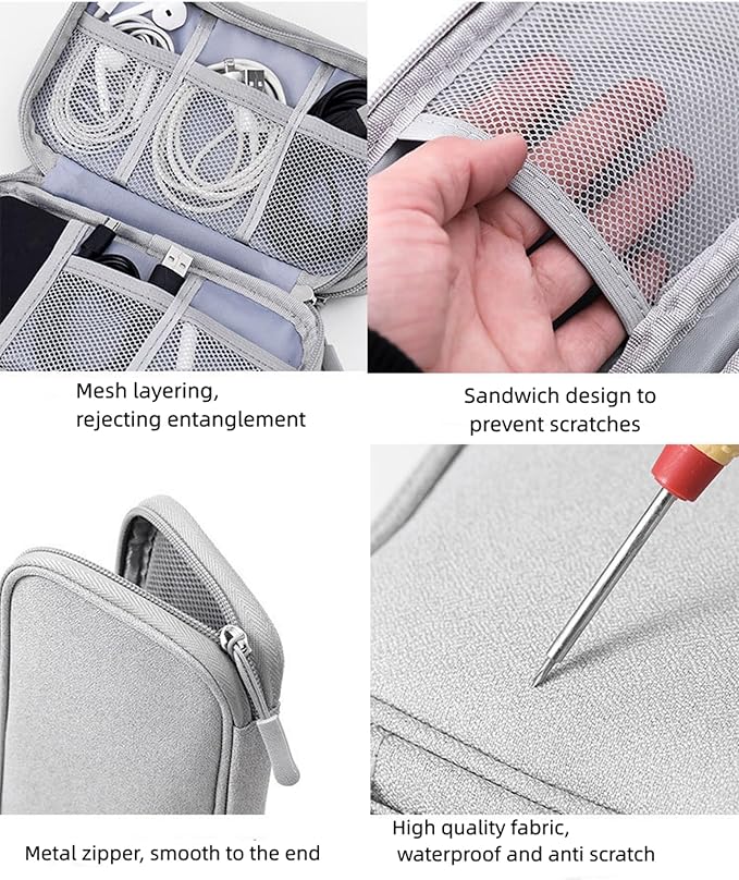 Electronic Organizer Travel Cable Accessories BagPouch Portable Waterproof Storage Bag Electronic Organizer Case for Cable, Mouse,USB Cable,Power Bank,Cord, Charger, Phone, Earphone