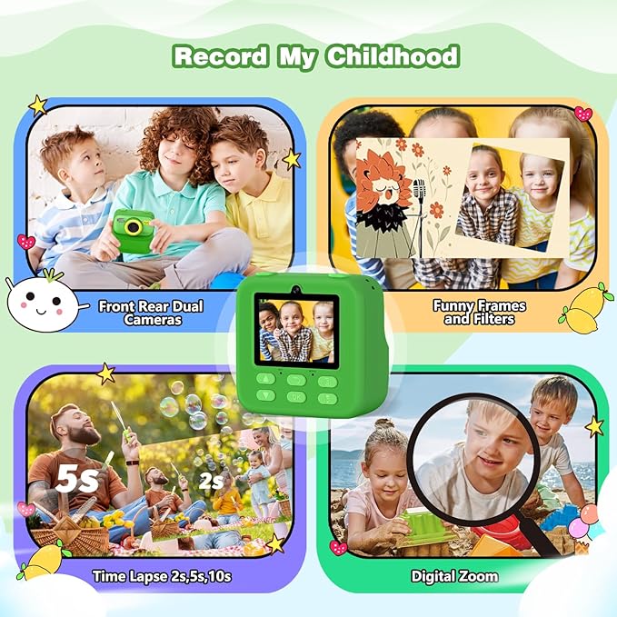 masterbee Kids Camera Instant Print Photo, Birthday Gifts for Girls and Boys, Kids Digital Camera Toys, 1080P HD Video, 3 4 5 6 7 8 9 10 11 12 Year Old Boy Gifts/Girl Gifts