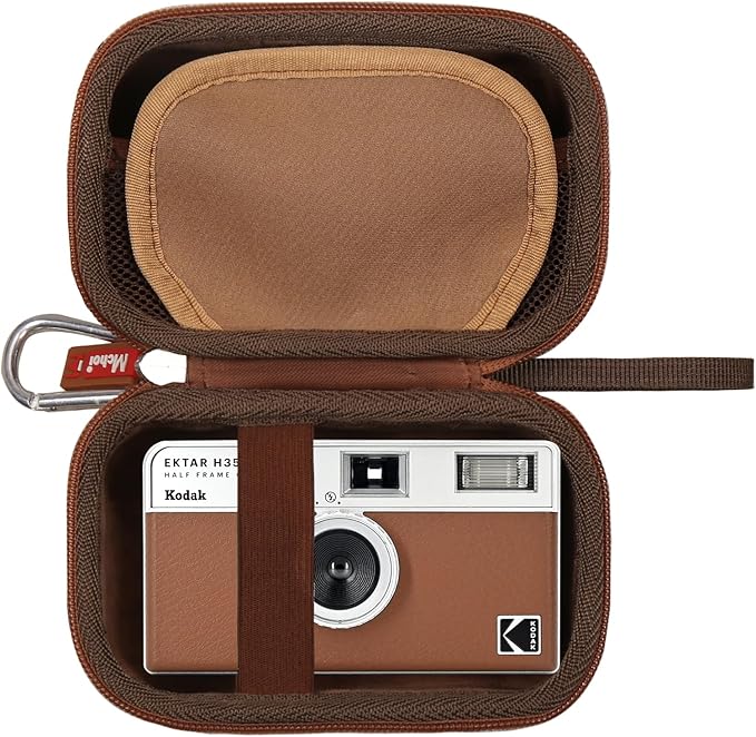Mchoi Hard Travel Case Suitable for KODAK EKTAR H35 H35N Half Frame Film Camera, Digital Camera Organizer Holders for Kodak Ultra F9 M35 M38 Paper Shoot Camera, 35mm Film Rolls, Case Only (Brown)