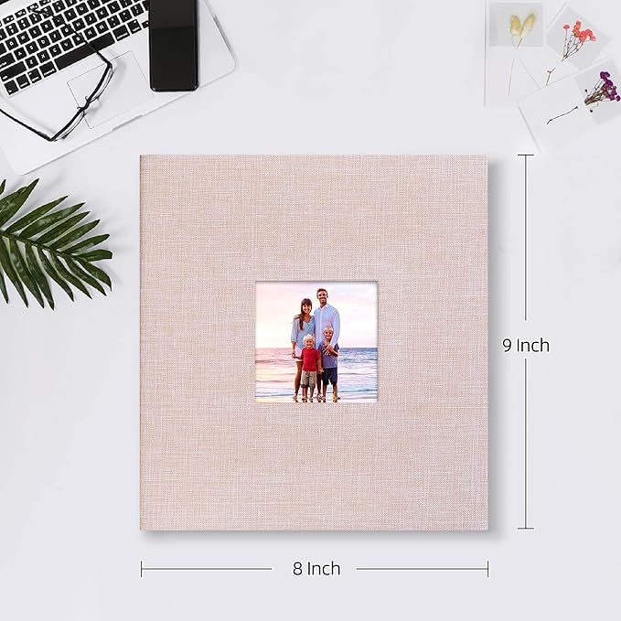 Mublalbum Small Photo Album 4x6 200 Photos Linen Cover Picture Book with Horizontal Pockets for Wedding Family Anniversary and Baby (Beige)