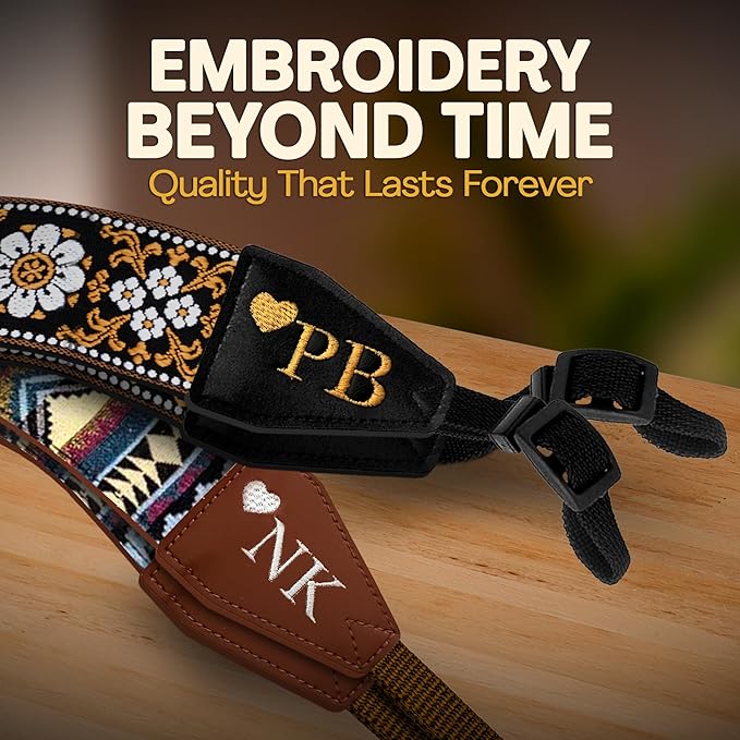 Art Tribute Camera Strap for All DSLR and Mirrorless Cameras. Add Your Name Or Initials Make It a Personalized Gift