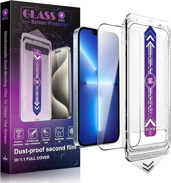 SHANG PIN JIA 2 Pack Screen Protector Tempered Glass for iPhone 12 Pro Max 6.7-Inch Auto Dust Removal, No Bubbles, High Definition Clear, Easy Installation