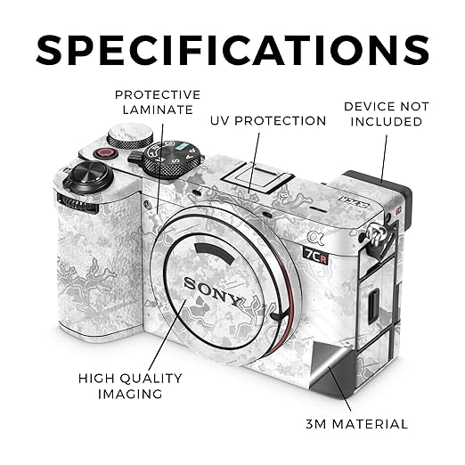 Carbon Fiber Camera Skin Compatible with Sony Alpha 7CR Camera (2023) - Viper Snow - Premium 3M Vinyl Protective Wrap Decal Cover - Easy to Apply | Crafted in The USA by MightySkins