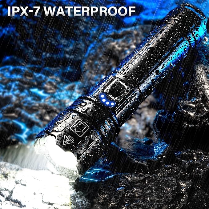 AKNEAR Rechargeable LED Flashlight 99000 High Lumens, Super Bright Flashlights with Zoomable & USB C Rechargeable & 5 Light Mode & IPX-7 Waterproof, Powerful Flash Light for Home, Hiking, Camping